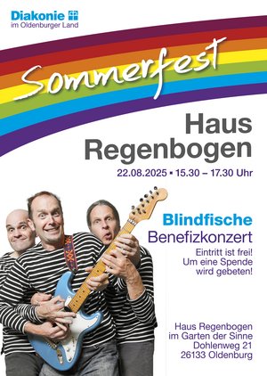 Die Oldenburger Band "Blindfische" spielt am 22. August 2025 ein Benefizkonzert im Garten der Sinne vom Haus Regenbogen. 